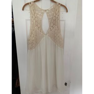 White dress with cream crochet detailing